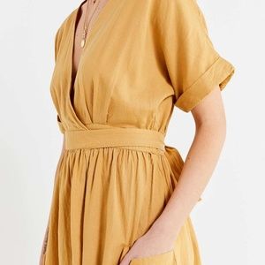 Urban Outfitters Gabrielle Linen Midi Wrap Dress